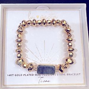 14 karat gold plated, semi precious stone bracelet